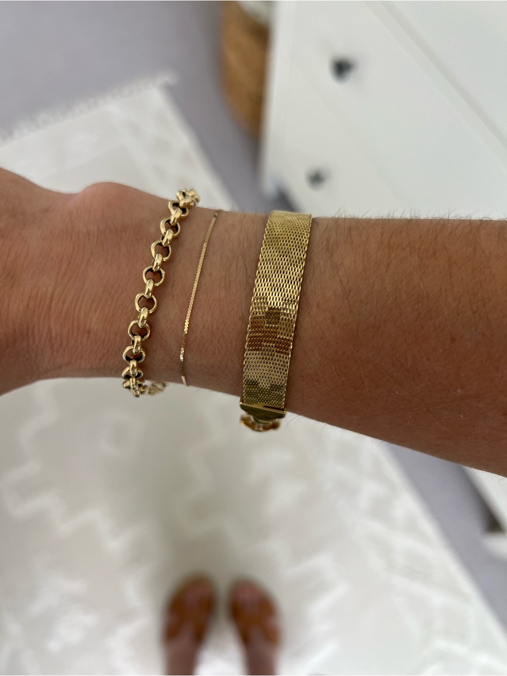 Vintage Gold Vermeil Plating over 925 Silver Mesh Milanese Style Bracelet - Picture 3 of 9